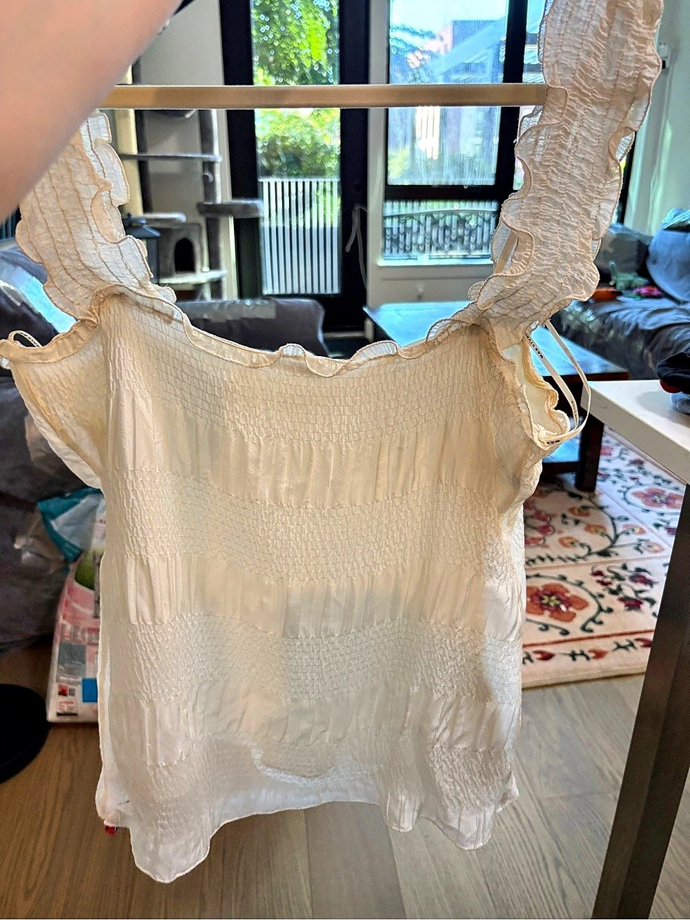 Max Studio Ruffle Strap Camisole in Cream